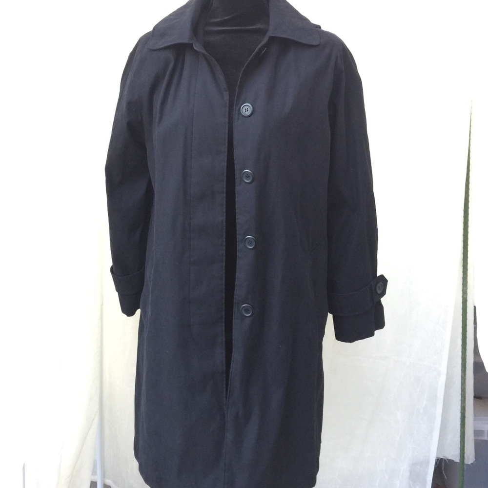Shaker Lake Women's Black Suede-Like Water Resistant Trench Coast Size Medium